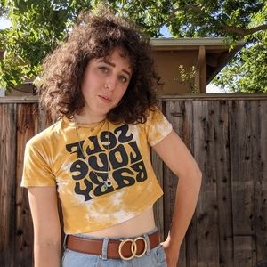 Yellow & White Tie Dye crop top